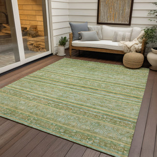 Piper Looms Chantille Stripes ACN1653 Green Machine Washable Area Rug Outdoor Lifestyle Image Feature