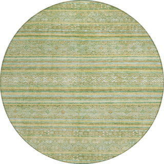 Piper Looms Chantille Stripes ACN1653 Green Machine Washable Area Rug Round Main Image