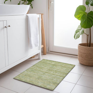 Piper Looms Chantille Stripes ACN1653 Green Machine Washable Area Rug Scatter Lifestyle Image Feature