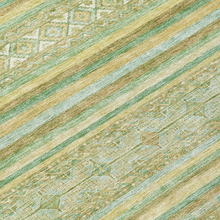 Piper Looms Chantille Stripes ACN1653 Green Machine Washable Area Rug Swatch Image