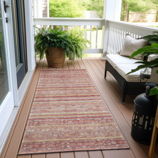 Piper Looms Chantille Stripes ACN1653 Paprika Machine Washable Area Rug Runner Outdoor Lifestyle Image Feature