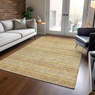 Piper Looms Chantille Stripes ACN1653 Wheat Machine Washable Area Rug Lifestyle Image Feature