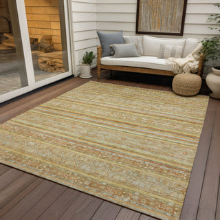 Piper Looms Chantille Stripes ACN1653 Wheat Machine Washable Area Rug Outdoor Lifestyle Image Feature