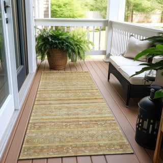 Piper Looms Chantille Stripes ACN1653 Wheat Machine Washable Area Rug Runner Outdoor Lifestyle Image Feature