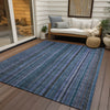 Piper Looms Chantille Stripes ACN1654 Blue Machine Washable Area Rug Outdoor Lifestyle Image Feature