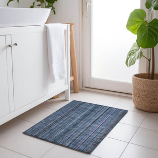 Piper Looms Chantille Stripes ACN1654 Blue Machine Washable Area Rug Scatter Lifestyle Image Feature