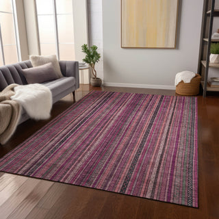 Piper Looms Chantille Stripes ACN1654 Pink Machine Washable Area Rug Lifestyle Image Feature