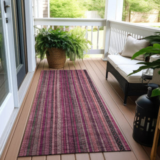 Piper Looms Chantille Stripes ACN1654 Pink Machine Washable Area Rug Runner Outdoor Lifestyle Image Feature