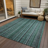 Piper Looms Chantille Stripes ACN1654 Teal Machine Washable Area Rug Outdoor Lifestyle Image Feature