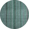 Piper Looms Chantille Stripes ACN1654 Teal Machine Washable Area Rug Round Main Image