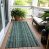 Piper Looms Chantille Stripes ACN1654 Teal Machine Washable Area Rug Runner Outdoor Lifestyle Image Feature