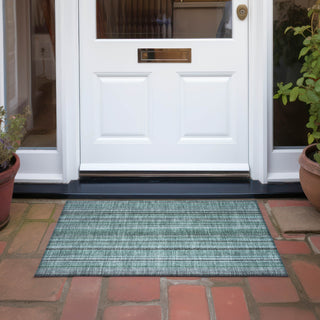 Piper Looms Chantille Stripes ACN1654 Teal Machine Washable Area Rug Scatter Outdoor Lifestyle Image Feature