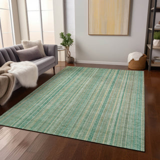Piper Looms Chantille Stripes ACN1655 Aqua Machine Washable Area Rug Lifestyle Image Feature