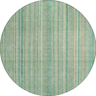 Piper Looms Chantille Stripes ACN1655 Aqua Machine Washable Area Rug Round Main Image