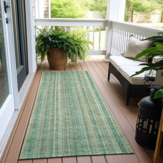 Piper Looms Chantille Stripes ACN1655 Aqua Machine Washable Area Rug Runner Outdoor Lifestyle Image Feature