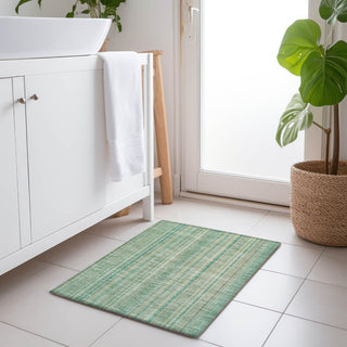 Piper Looms Chantille Stripes ACN1655 Aqua Machine Washable Area Rug Scatter Lifestyle Image Feature