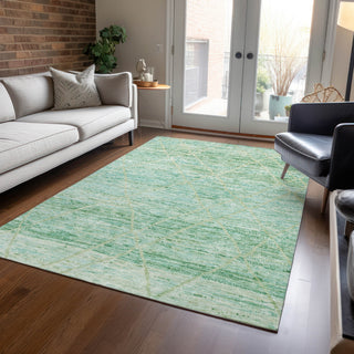 Piper Looms Chantille Diamonds ACN1658 Aloe Machine Washable Area Rug Lifestyle Image Feature