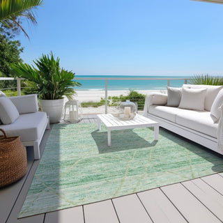 Piper Looms Chantille Diamonds ACN1658 Aloe Machine Washable Area Rug Outdoor Lifestyle Image Feature