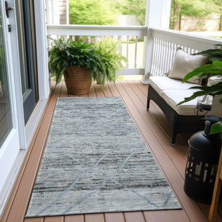 Piper Looms Chantille Diamonds ACN1658 Blue Machine Washable Area Rug Runner Outdoor Lifestyle Image Feature
