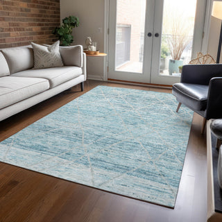Piper Looms Chantille Diamonds ACN1658 Teal Machine Washable Area Rug Lifestyle Image Feature