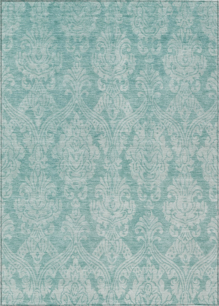 Piper Looms Chantille Damask ACN1659 Aqua Machine Washable Area Rug main image