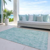 Piper Looms Chantille Damask ACN1659 Aqua Machine Washable Area Rug Outdoor Lifestyle Image Feature