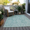 Piper Looms Chantille Damask ACN1659 Aqua Machine Washable Area Rug Outdoor Lifestyle Image Feature
