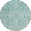 Piper Looms Chantille Damask ACN1659 Aqua Machine Washable Area Rug Round Main Image
