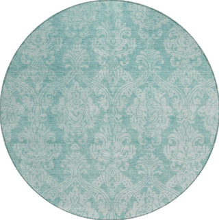 Piper Looms Chantille Damask ACN1659 Aqua Machine Washable Area Rug Round Main Image