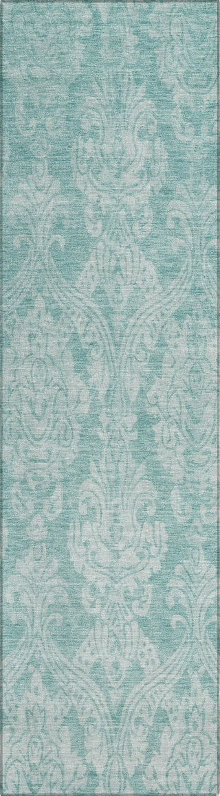 Piper Looms Chantille Damask ACN1659 Aqua Machine Washable Area Rug Runner Main Image