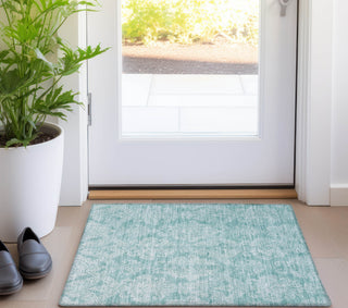 Piper Looms Chantille Damask ACN1659 Aqua Machine Washable Area Rug Scatter Lifestyle Image Feature