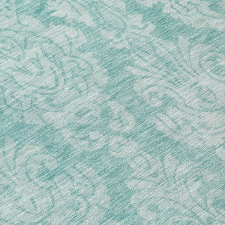 Piper Looms Chantille Damask ACN1659 Aqua Machine Washable Area Rug Swatch Image