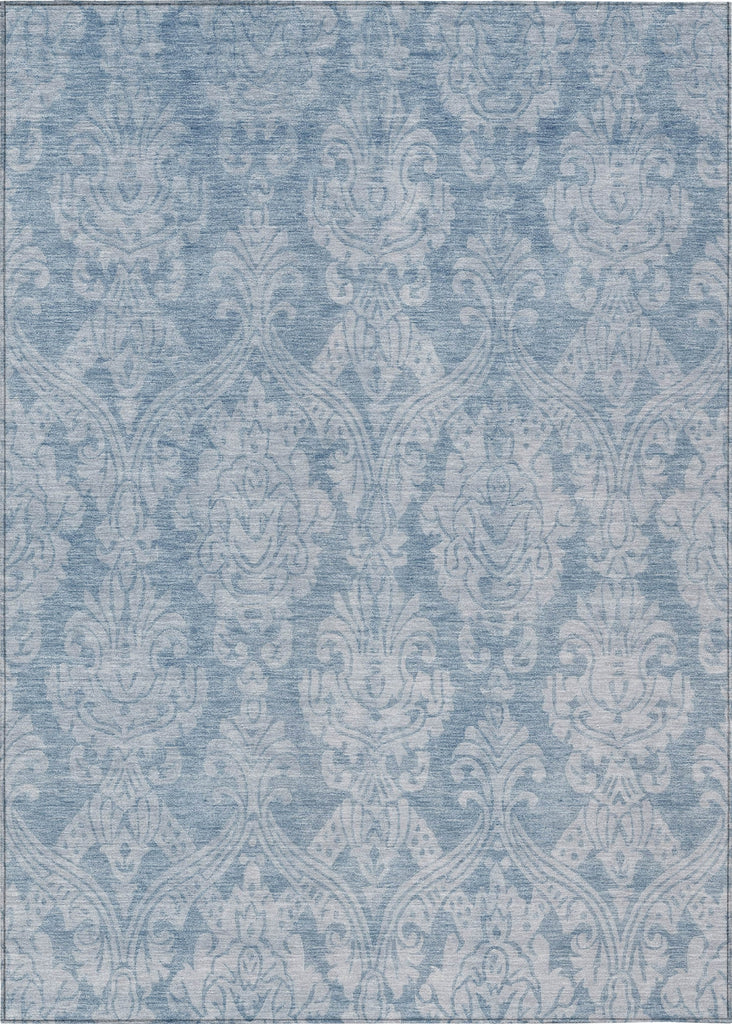 Piper Looms Chantille Damask ACN1659 Blue Machine Washable Area Rug main image