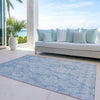 Piper Looms Chantille Damask ACN1659 Blue Machine Washable Area Rug Outdoor Lifestyle Image Feature