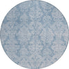 Piper Looms Chantille Damask ACN1659 Blue Machine Washable Area Rug Round Main Image