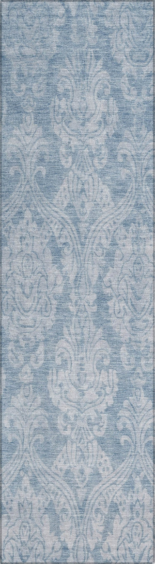 Piper Looms Chantille Damask ACN1659 Blue Machine Washable Area Rug Runner Main Image
