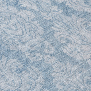 Piper Looms Chantille Damask ACN1659 Blue Machine Washable Area Rug Swatch Image