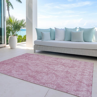 Piper Looms Chantille Damask ACN1659 Pink Machine Washable Area Rug Outdoor Lifestyle Image Feature
