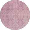 Piper Looms Chantille Damask ACN1659 Pink Machine Washable Area Rug Round Main Image