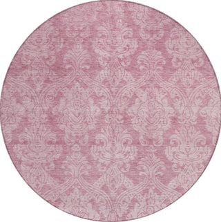 Piper Looms Chantille Damask ACN1659 Pink Machine Washable Area Rug Round Main Image