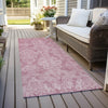 Piper Looms Chantille Damask ACN1659 Pink Machine Washable Area Rug Runner Outdoor Lifestyle Image Feature