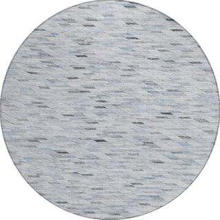 Piper Looms Chantille Geometric ACN1660 Blue Machine Washable Area Rug Round Main Image
