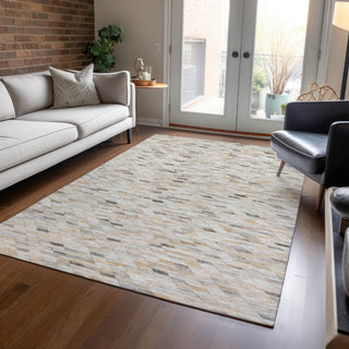 Piper Looms Chantille Geometric ACN1660 Linen Machine Washable Area Rug Lifestyle Image Feature
