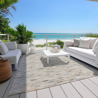Piper Looms Chantille Geometric ACN1660 Linen Machine Washable Area Rug Outdoor Lifestyle Image Feature