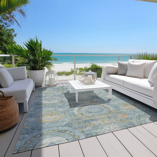 Piper Looms Chantille Panel ACN1661 Blue Machine Washable Area Rug Outdoor Lifestyle Image Feature