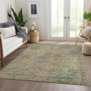 Piper Looms Chantille Global ACN1664 Green Machine Washable Area Rug Lifestyle Image Feature