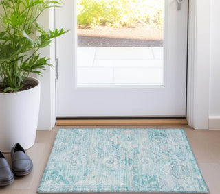 Piper Looms Chantille Global ACN1664 Teal Machine Washable Area Rug Scatter Lifestyle Image Feature