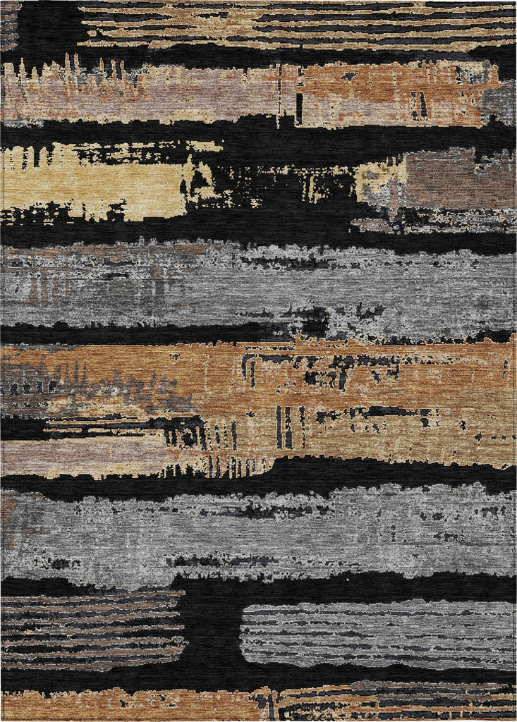 Piper Looms Chantille Stripes ACN1665 Black Machine Washable Area Rug main image