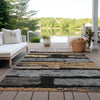 Piper Looms Chantille Stripes ACN1665 Black Machine Washable Area Rug Outdoor Lifestyle Image Feature