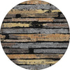 Piper Looms Chantille Stripes ACN1665 Black Machine Washable Area Rug Round Main Image